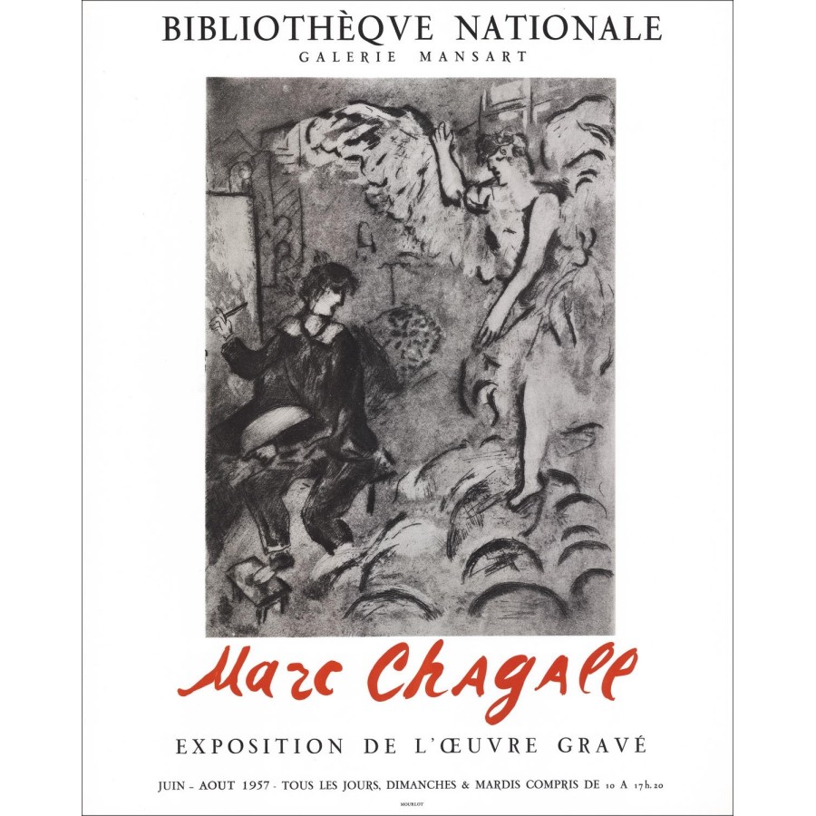 "Exposition Bibliothèque Nationale, Paris" par Marc Chagall 1957 - Lithographie