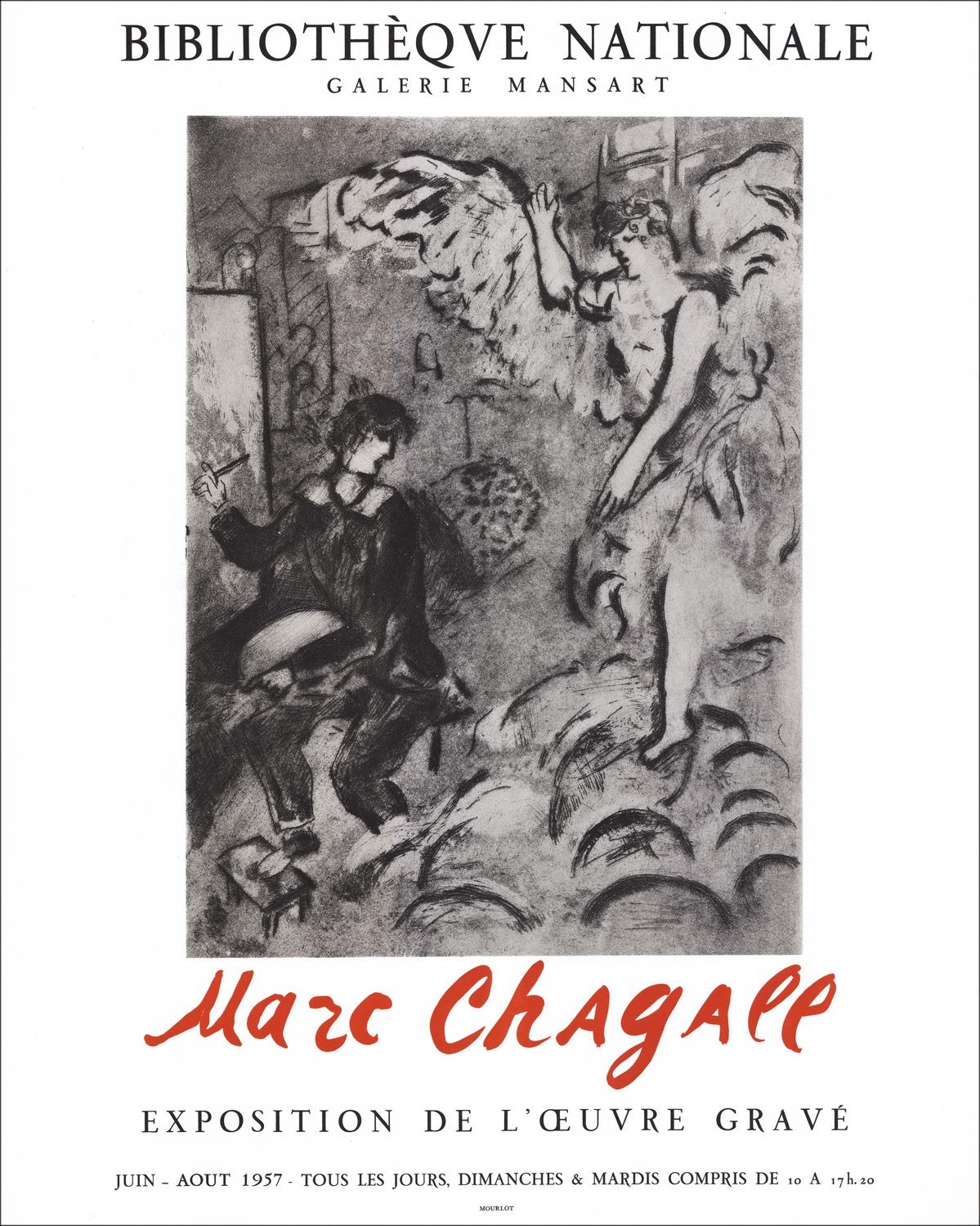 "National Library Exhibition, Paris" di Marc Chagall 1957 - Litografia originale