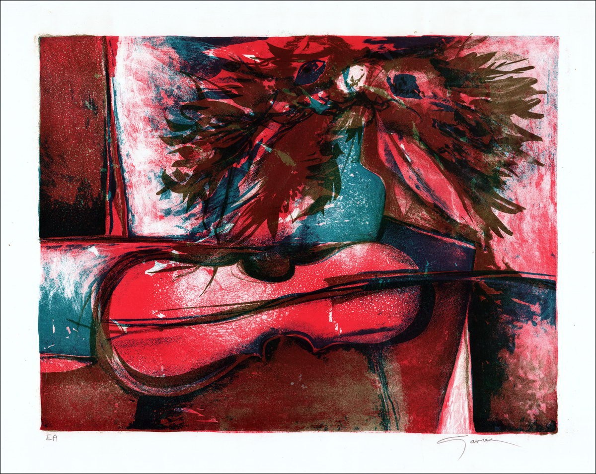 Acheter Claude GAVEAU Lithographie Originale Petite nature morte au violon