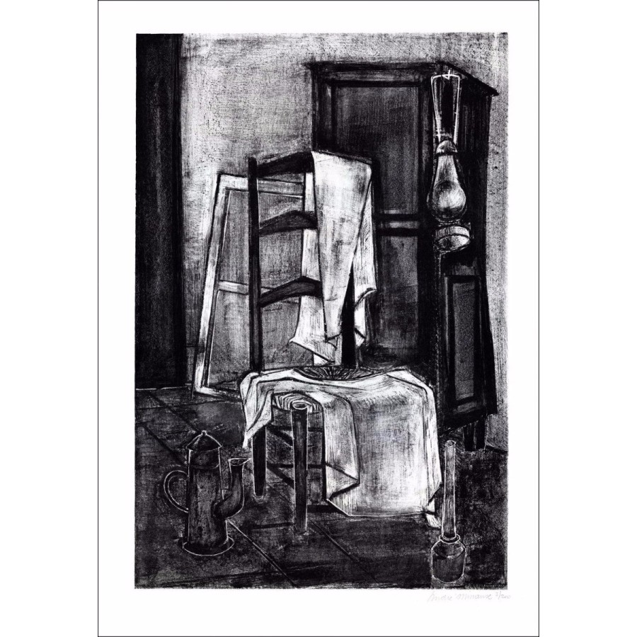 André MINAUX - Original lithograph "Nature mort à la chaise" 56x38cm - 1970