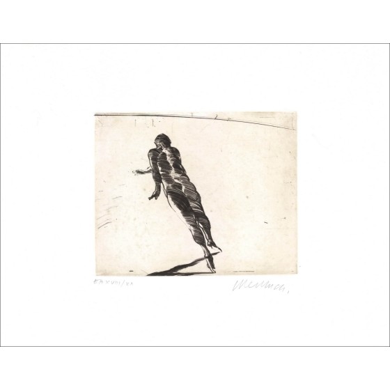 Koop Claude WEISBUCH Op het ijs schaatser Oorspronkelijke gravure 1990