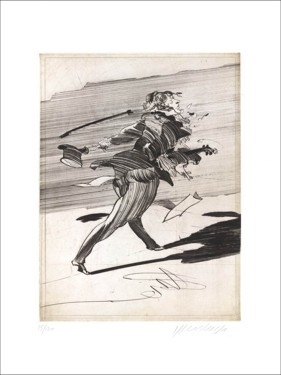 Comprar el violinista llevado Claude Weisbuch Original grabado 