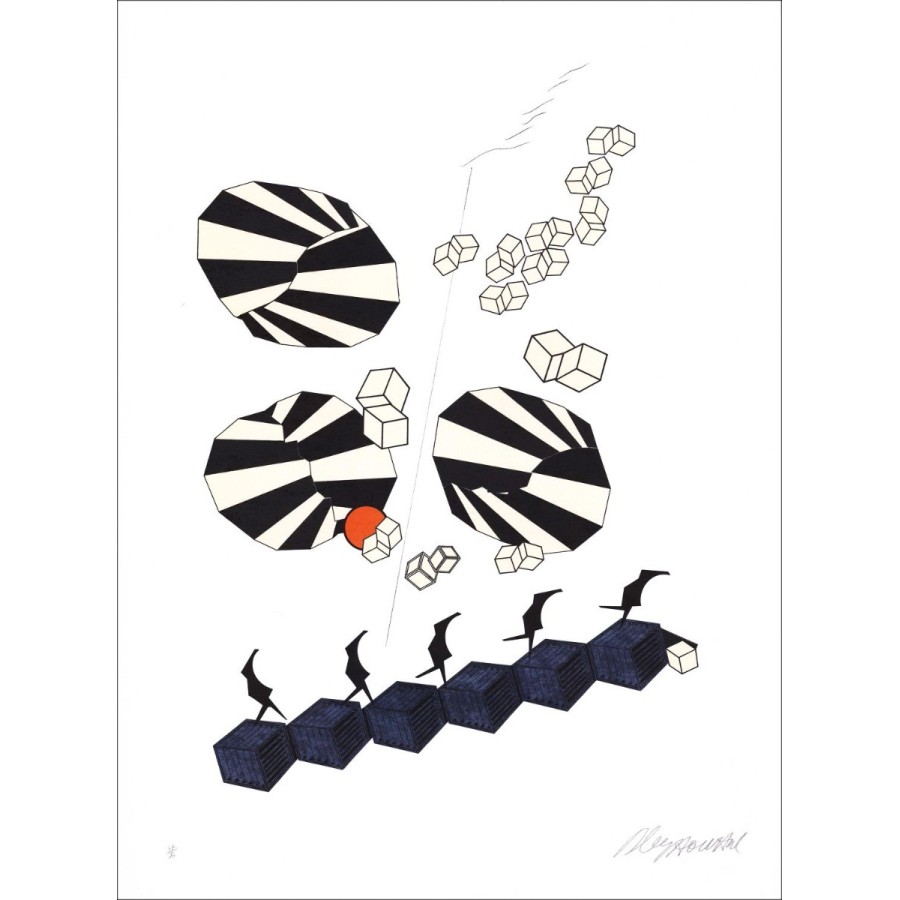 Alain LE YAOUANC - Lithographie Originale "Composition II" 72x52cm