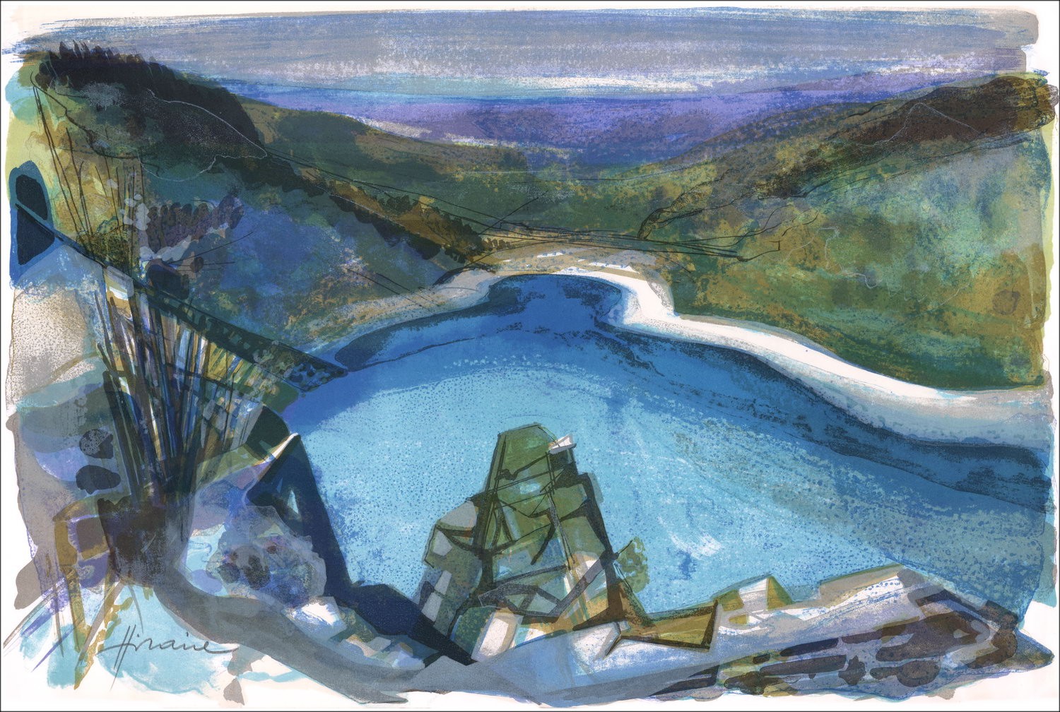 Acquista Camille Hilaire Lake Lauch Litografia originale