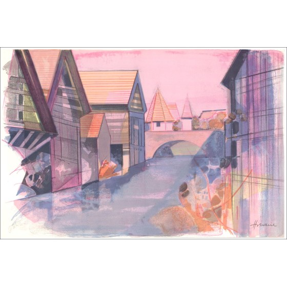 Camille Hilaire The Weiss in Kaysersberg Litografia originale