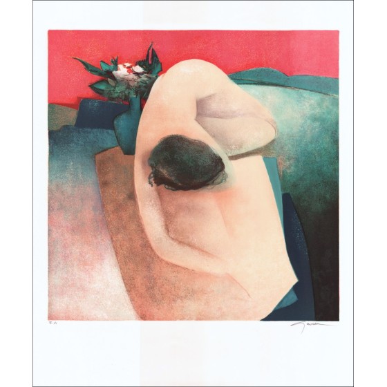 Claude GAVEAU: "Nap" Original lithograph on vellum paper. Justified and signed in pencil by the artist.