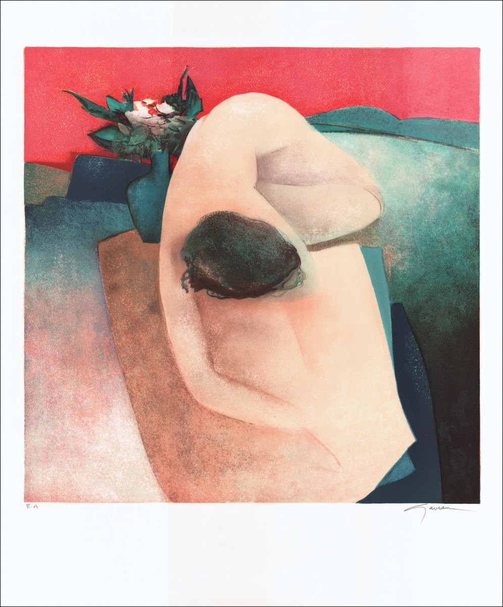 Claude GAVEAU: "Nap" Original lithograph on vellum paper. Justified and signed in pencil by the artist.