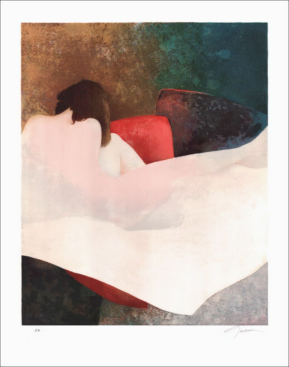 Achter la Lithographie originale Sophie de Claude GAVEAU 