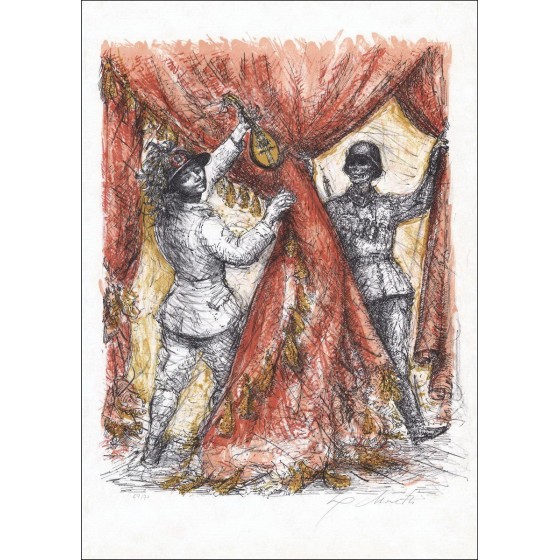 MORETTI Lucien Philippe - Lith Origin Original "Le spectacle" Genoemd en ondertekend met potlood, papier Japan