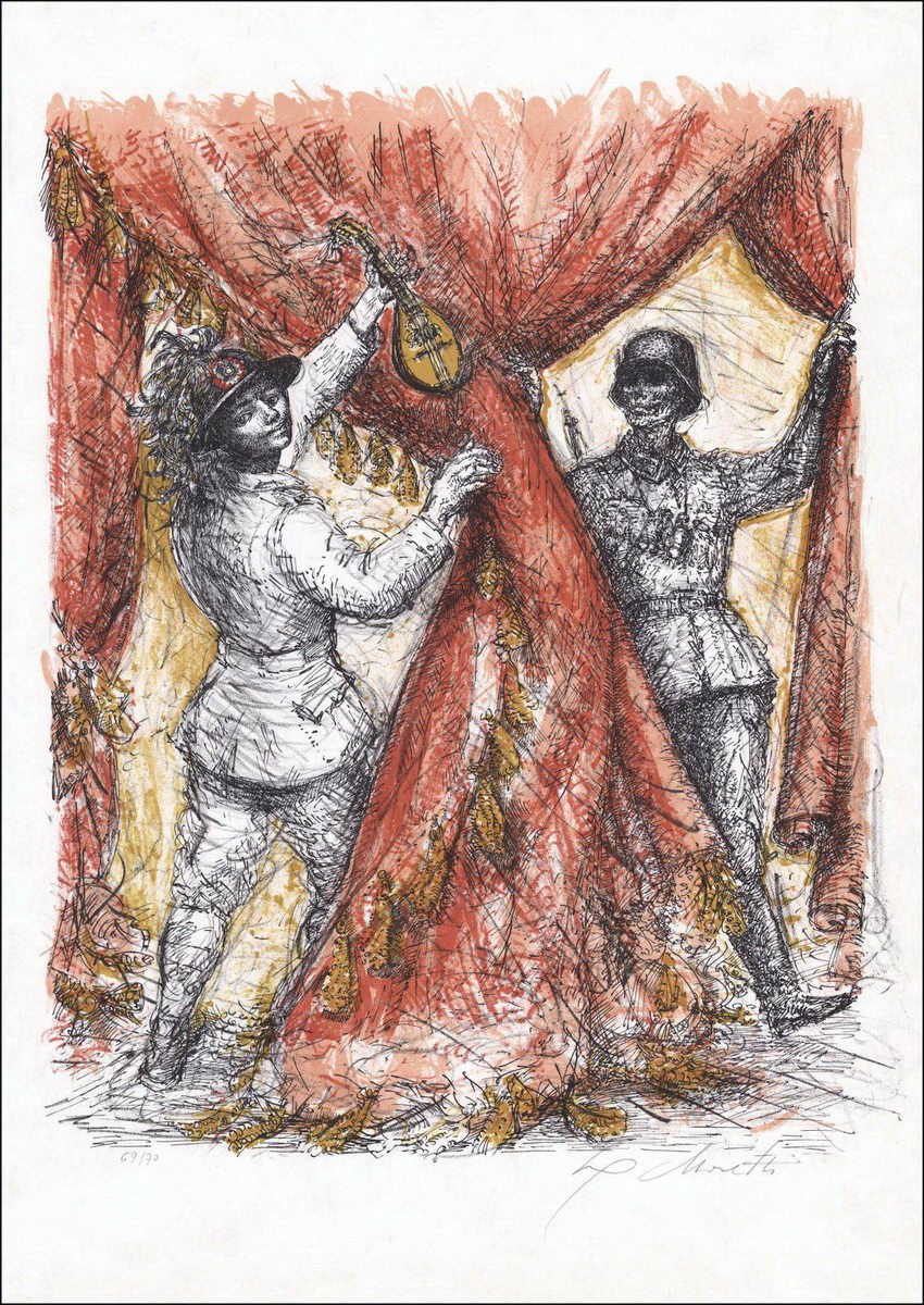 MORETTI Lucien Philippe - Lithographie Originale "Le spectacle" Numérotée et signée au crayon, papier Japon