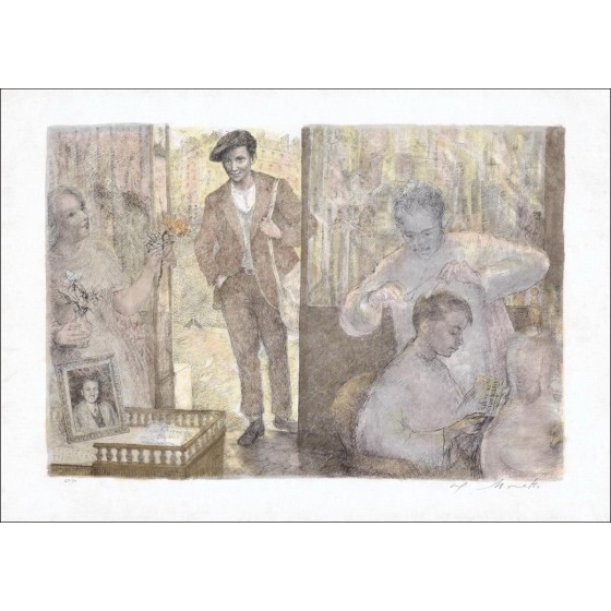 Moretti Lucien Philippe - Litografía original "en el papel numerado y lápiz, Japón"
