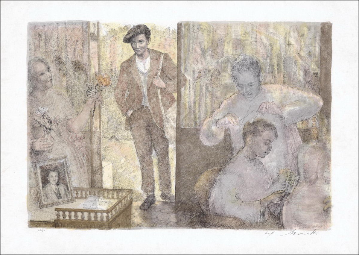 Moretti Lucien Philippe - Litografía original "en el papel numerado y lápiz, Japón"