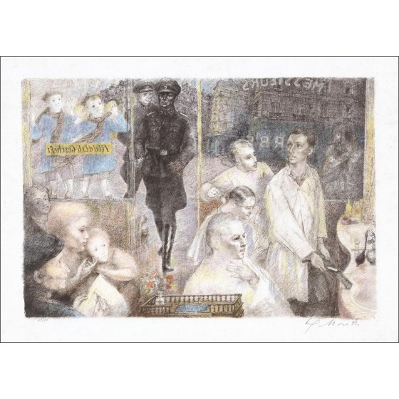 Moretti Lucien Philippe - Litografia originale "Alla Barbier" numerata e firmata a matita, carta Giappone