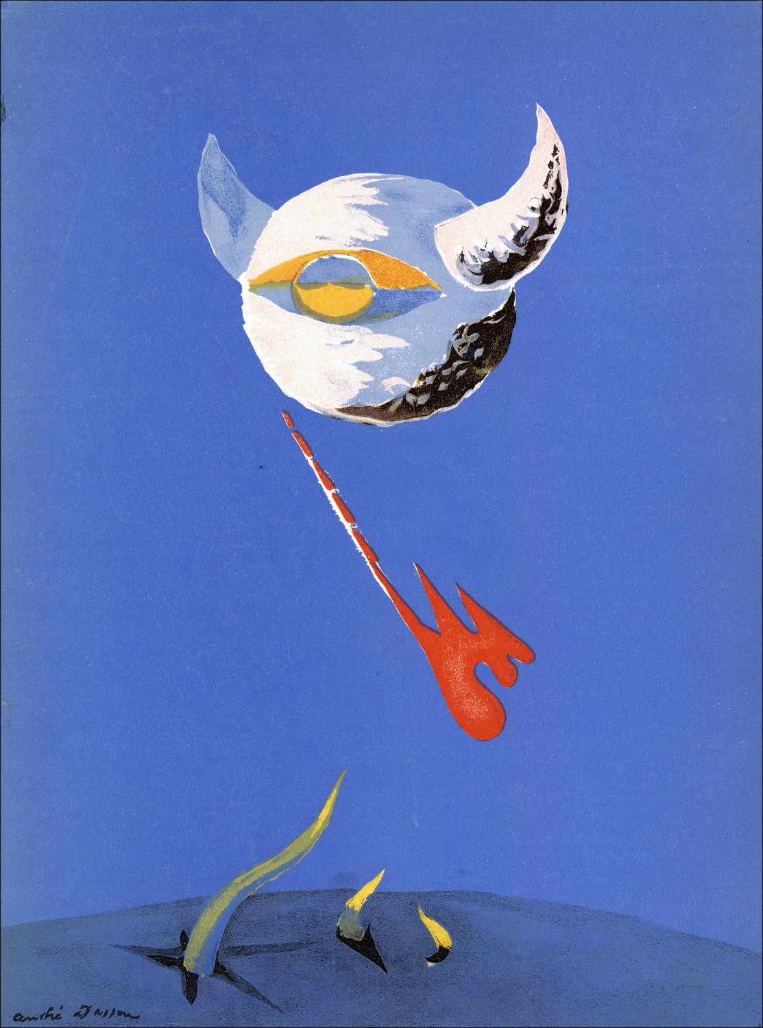 André MASSON - Lithographie Originale "La Lune" 35x26cm - 1938