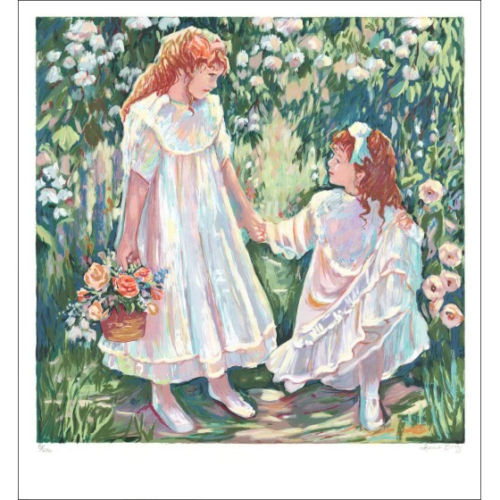 Les fillettes au verger - Lith Origin Original geteld en gesigneerd met potlood door de kunstenaar