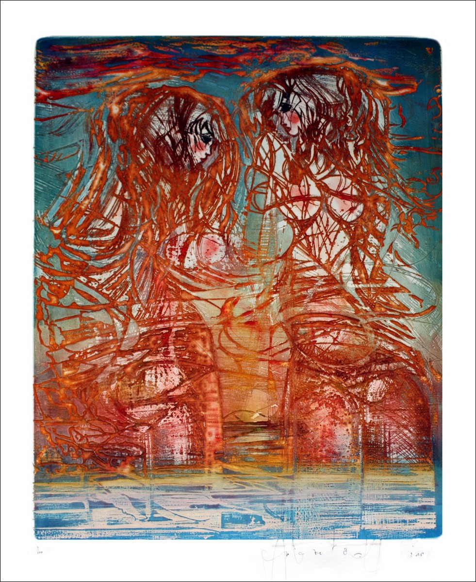 ARBARETAZ Jean-Louis - Gravure originale à l’eau-forte "Les Baigneuses" 76x56cm
