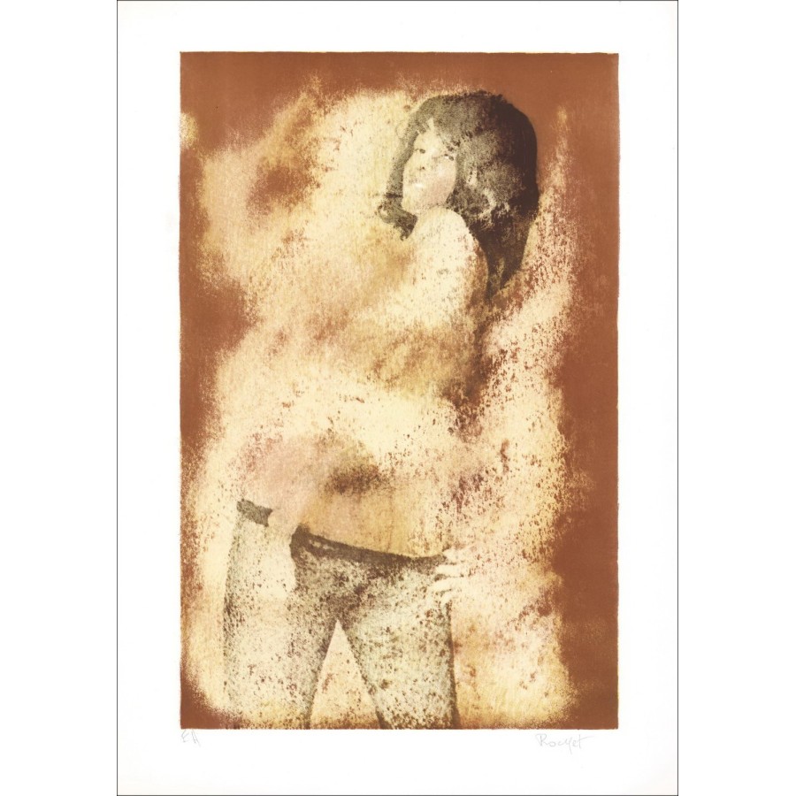 "Abstrakte Frau" Original signiert und nummerierte Lithographie - Budgetbereich - kleiner Preis - Dekoration