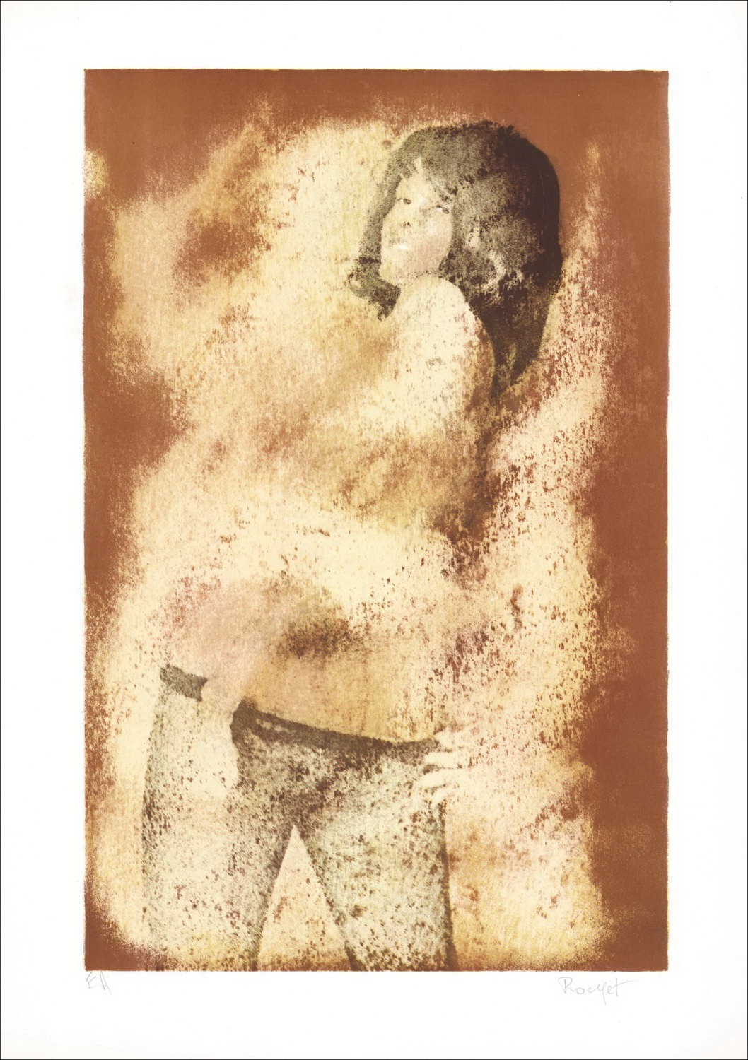 "Mujer abstracta" original firmada y litografía numerada - Rango de presupuesto - Pequeño precio - Decoración