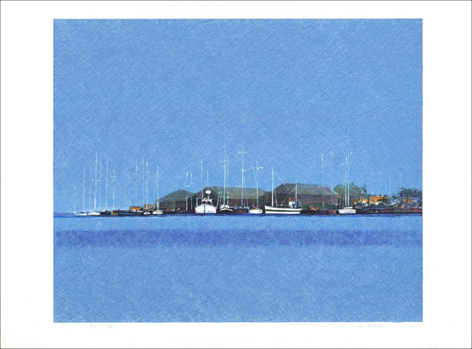 André BOURRIÉ - Lith Origin Originele "Glitter in het blauw" 56x76cm