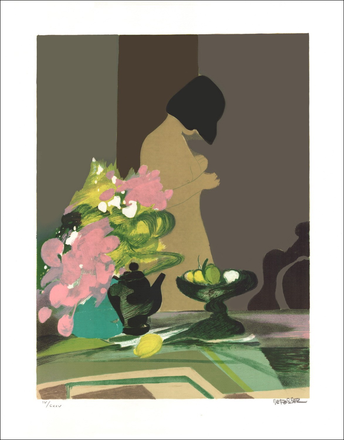 Alfred DEFOSSEZ - Original Lithograph signiert und nummeriert "Femme au Bouquet"