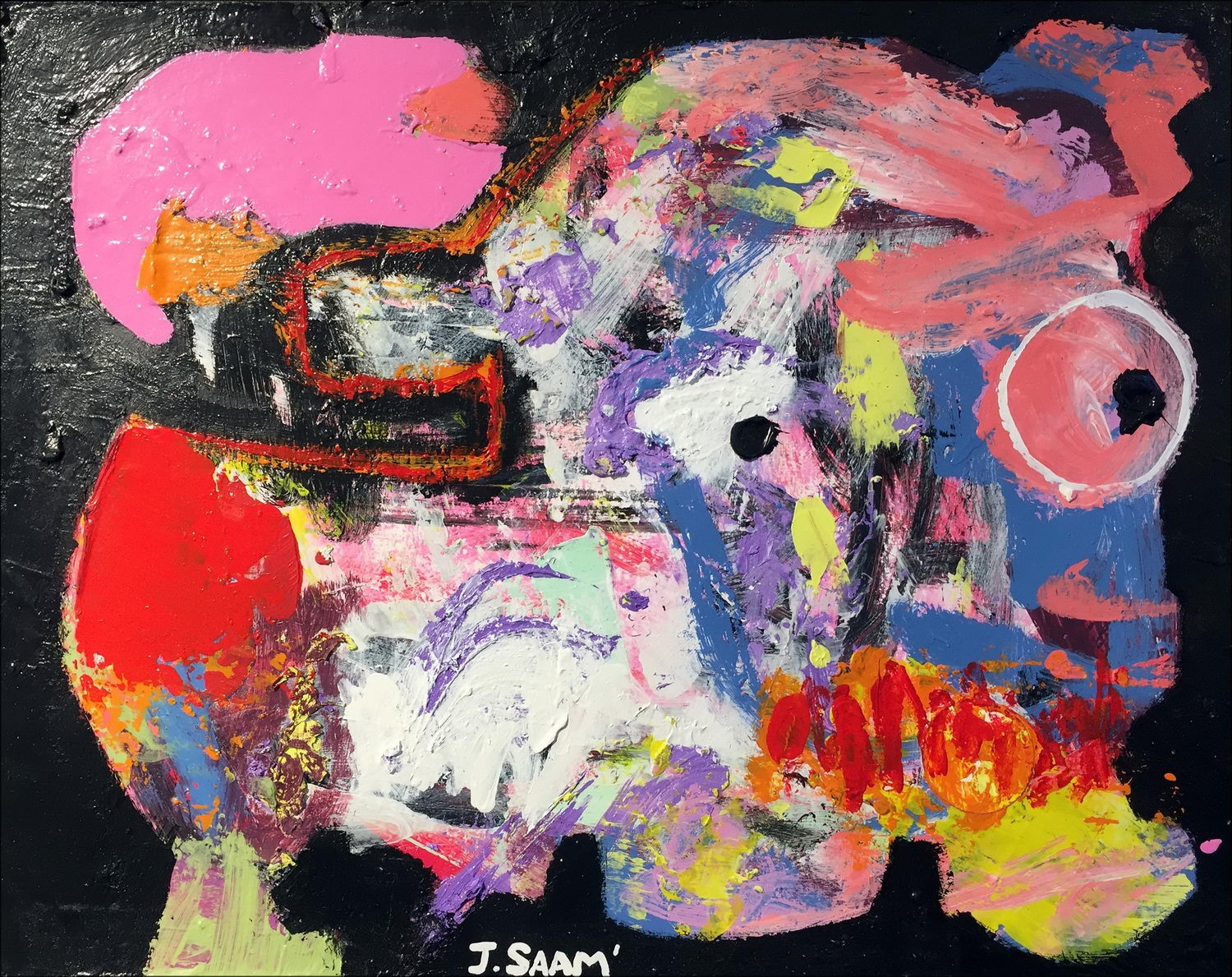 Jérôme Saam - Dibujo original con acrílico en papel "Boar de Tierlet" 32x41cm
