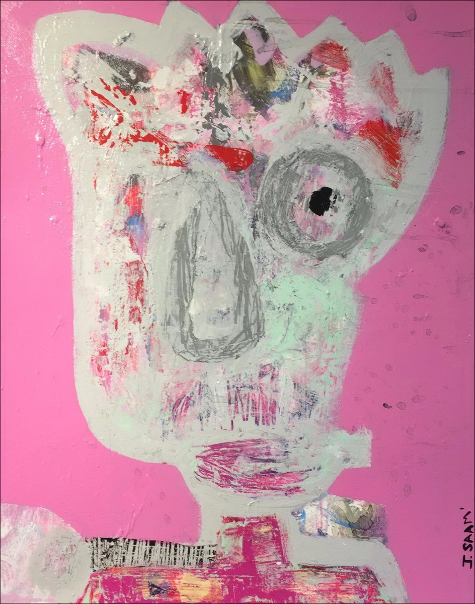 Jérôme Saam - Originalzeichnung mit Acryl auf Papier "The Wippe und der Konfetti" 41x32cm