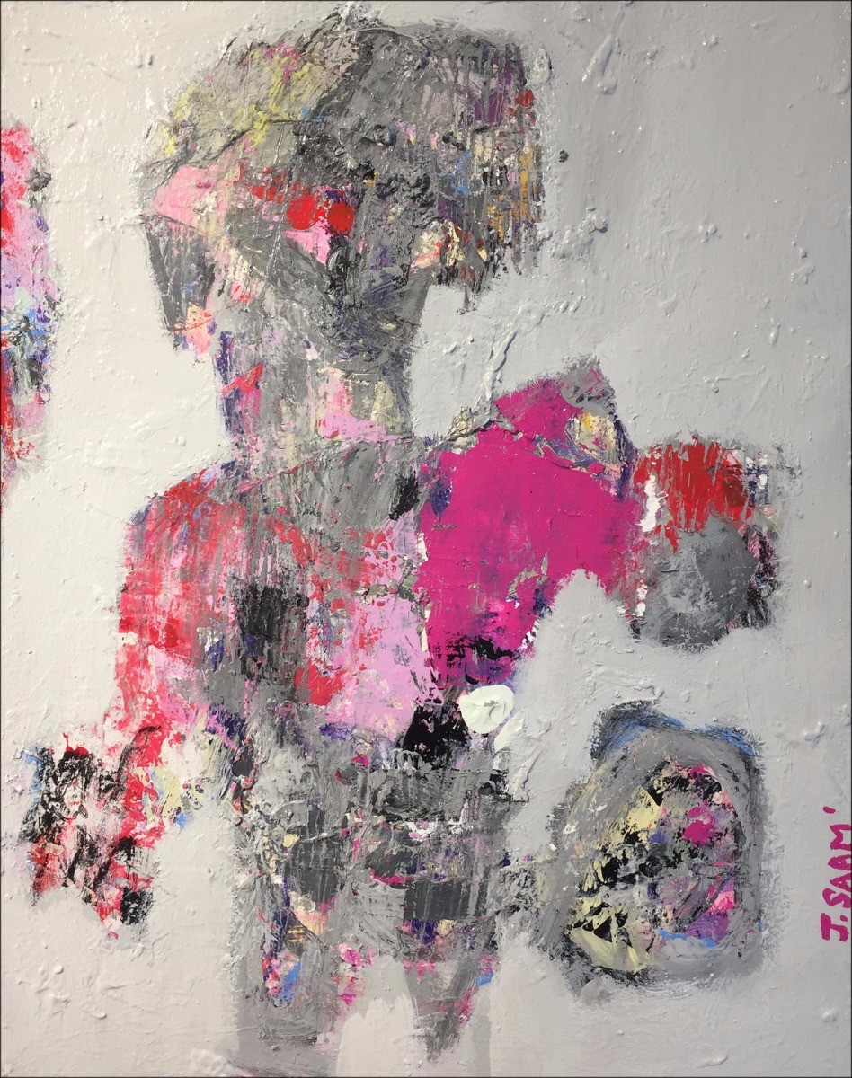 Jerome SAAM - Oorspronkelijke acryl tekening op papier "Izia" 41x32cm