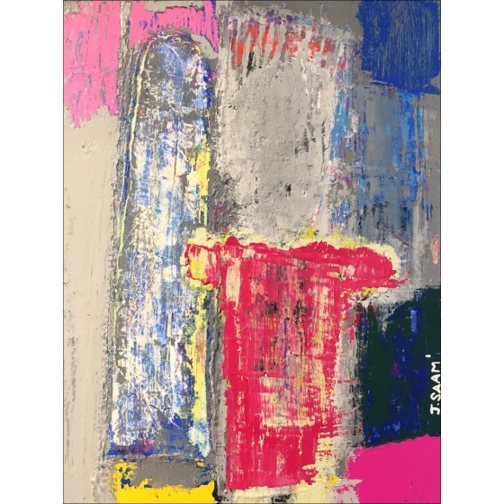 Jérôme Saam - Dibujo original con acrílico en papel "El rescatero y su tabla" 32x24cm