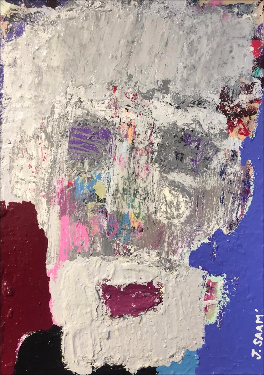 Jérôme SAAM - Original acrylic drawing on paper "Le Papi de Biarritz" 35x25cm