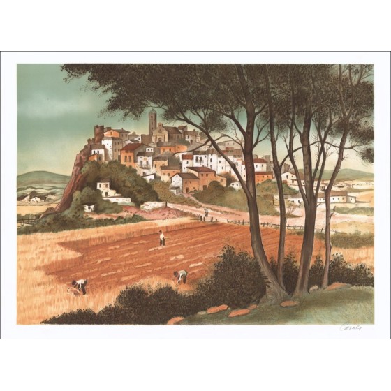L'Étang - Original Lithograph numbered and signed in pencil by the artist - Budget range, small prize, decoration, work pa
