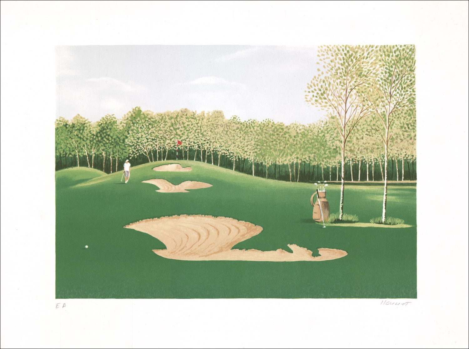 The Green of Golf - Original Lithograph numbered and signed in pencil by the artist - Budget range, small prize, decoration, o