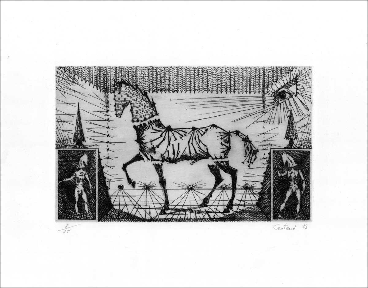 Acquista il cavallo in mattoni lucien coutaud incisione originale 