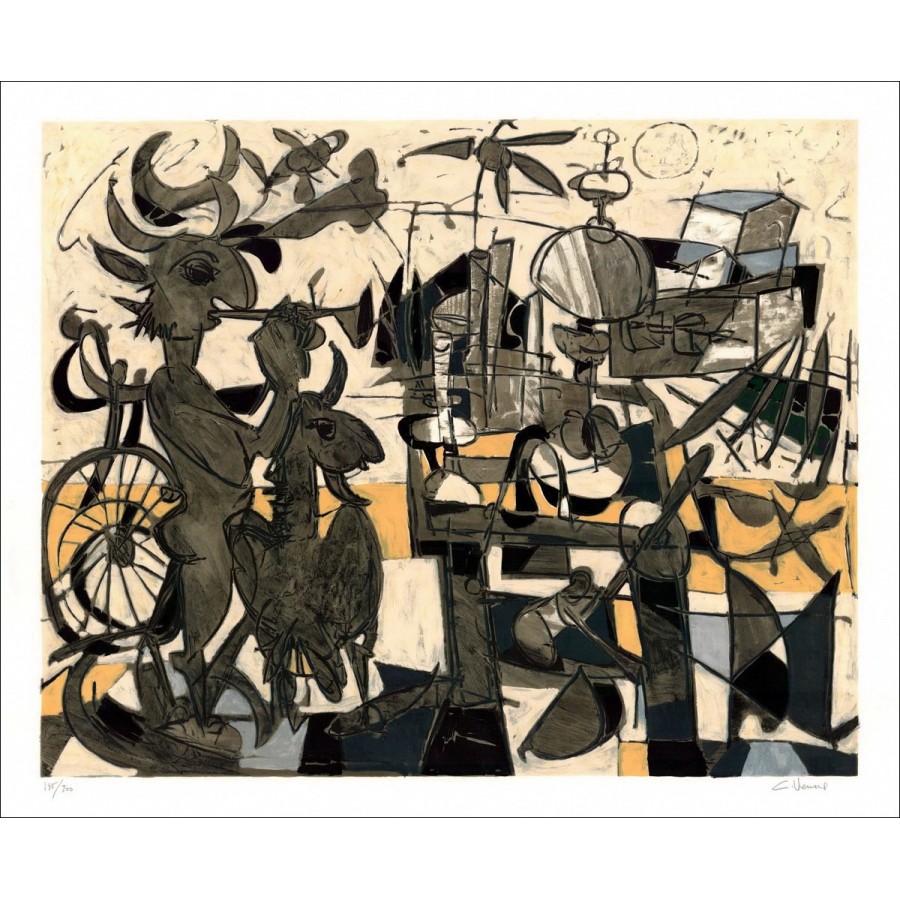 Purchase Original Lithograph by Claude VENARD Great composition with fauna