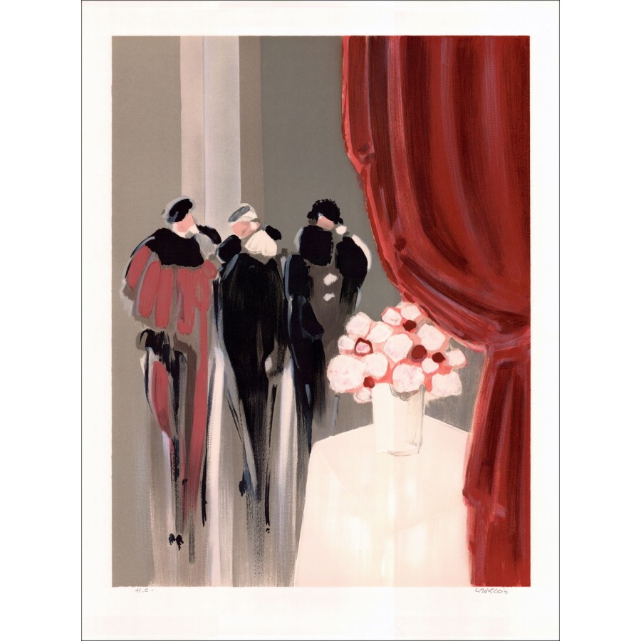 Pierre-Gérard Langlois - Litografia originale "Eleganza" 76x55cm, firmata e numerata a matita dall'artista