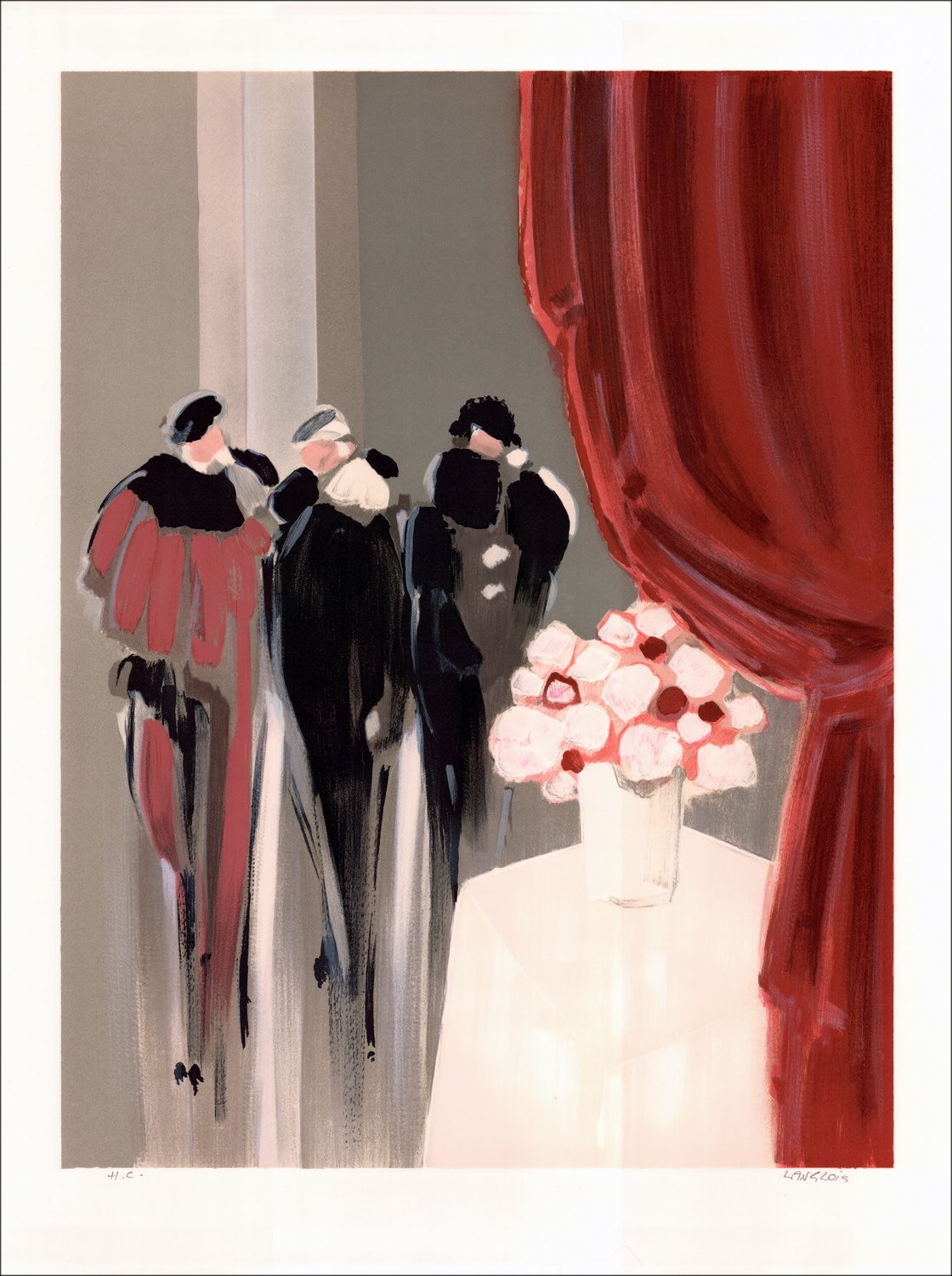 Pierre-Gérard Langlois - Litografia originale "Eleganza" 76x55cm, firmata e numerata a matita dall'artista