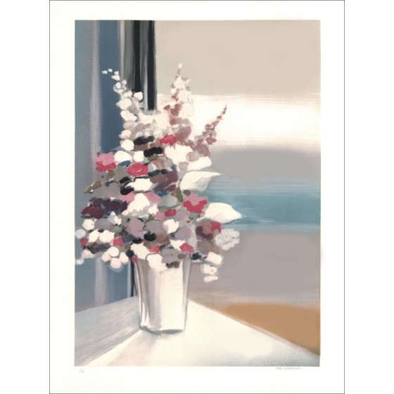 Pierre-Gérard Langlois - Litografía original "Ramo de flores" 76x55cm, firmado y numerado a lápiz por el artista