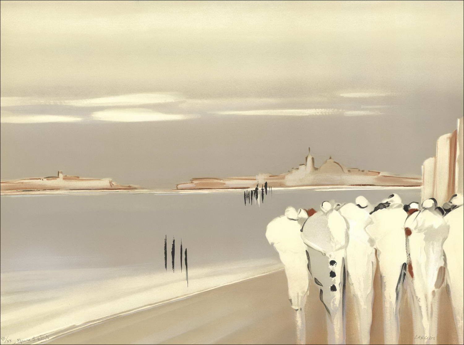 Pierre-Gérard Langlois - Litografia originale "Sogno veneziano" 61x80cm, firmato e numerato a matita dall'artista