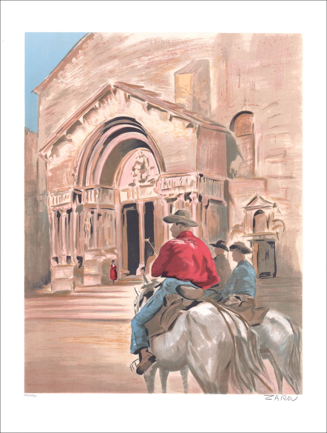 ZAROU : Manade - Original-Lithographie in Bleistift signiert