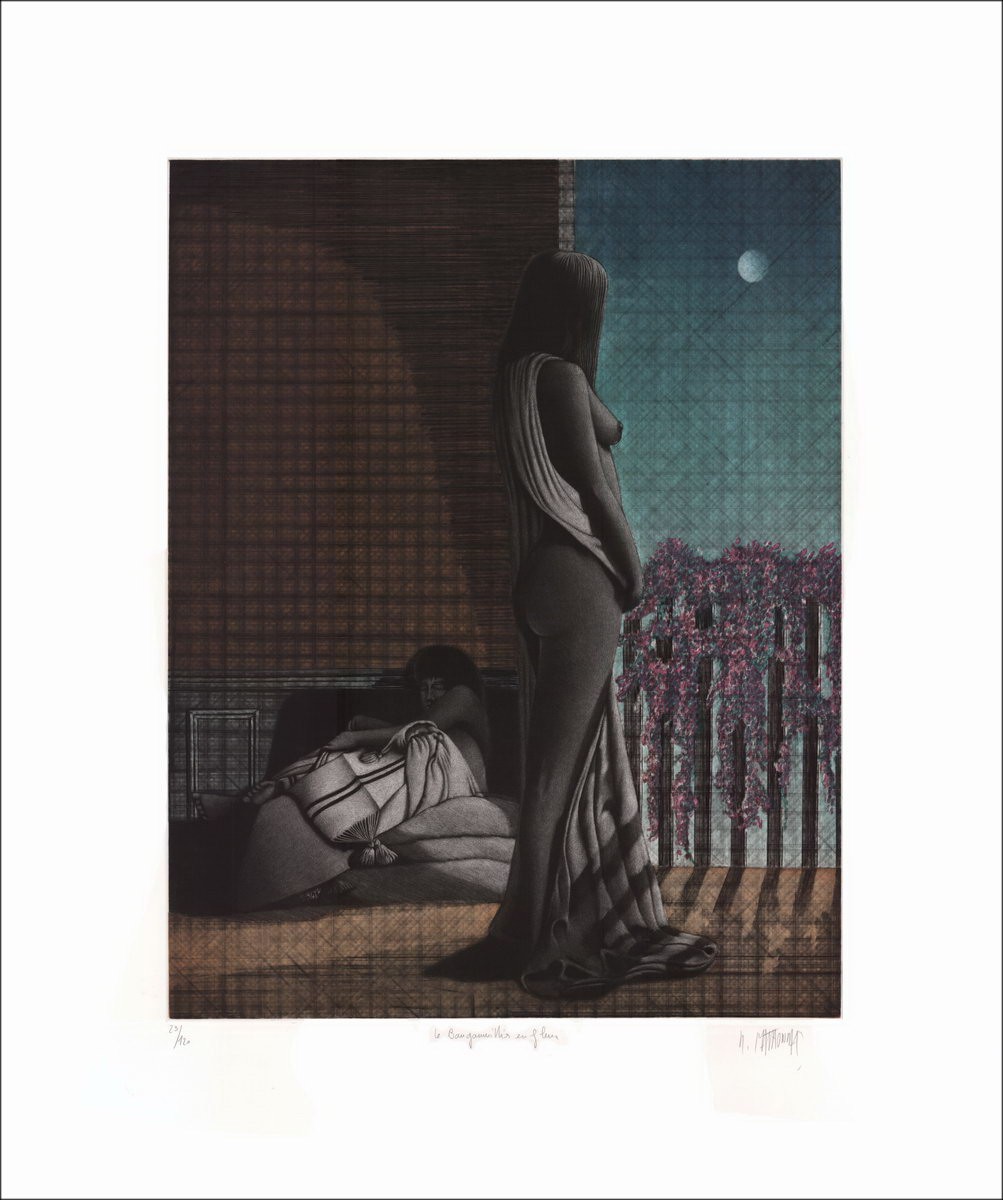 MATHONNAT Michel - Originalgravur "Bougainvilliers in Bloom"