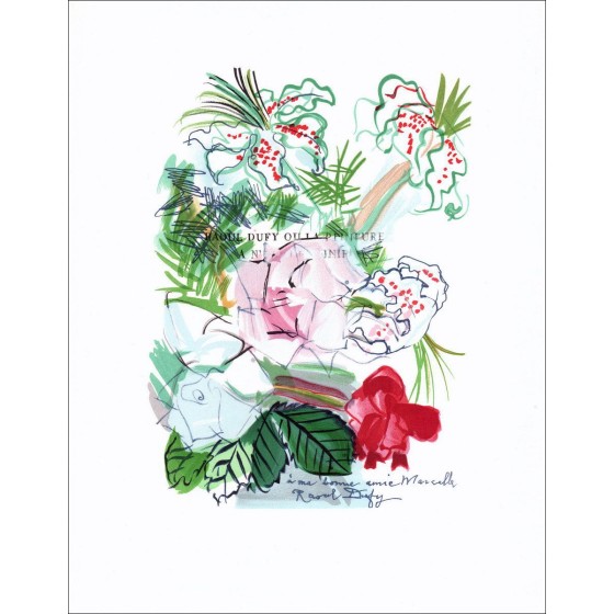 Raoul Dufy - Litografía "Bodegón con flores" - 30x24cm - 1965
