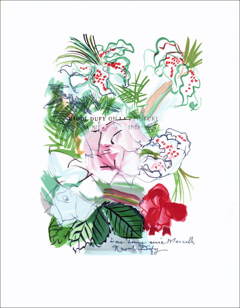 Raoul Dufy - Litografia "Still Life with Flowers" - 30x24cm - 1965