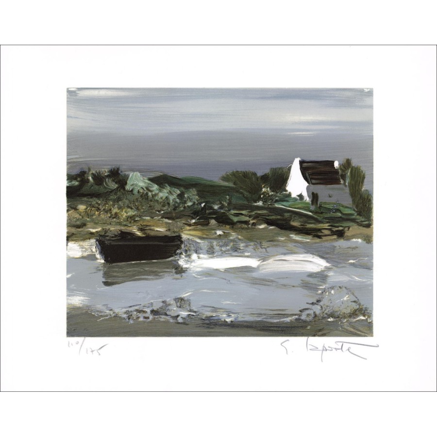 Georges LAPORTE - Lithographie Originale "Paysage de Camargue" 37x46cm - Signée et numérotée au crayon