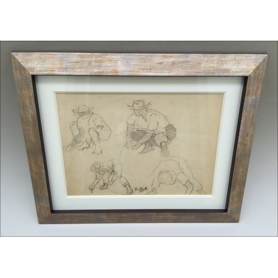 Comprar dibujo de lápiz original TOFFOLI Louis Estudio de personajes