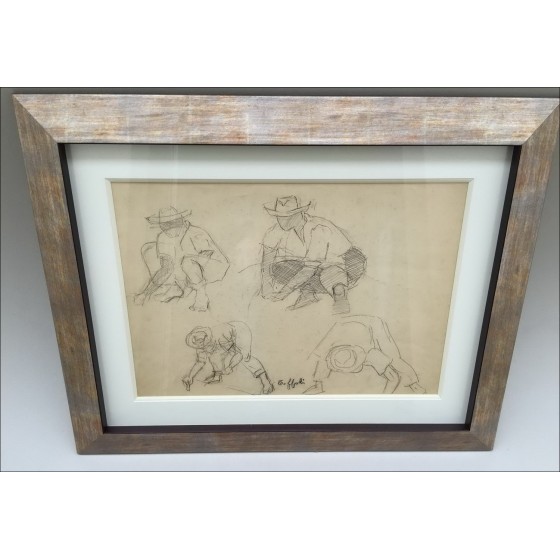 Buy Original Pencil Drawing TOFFOLI Louis  Study of characters