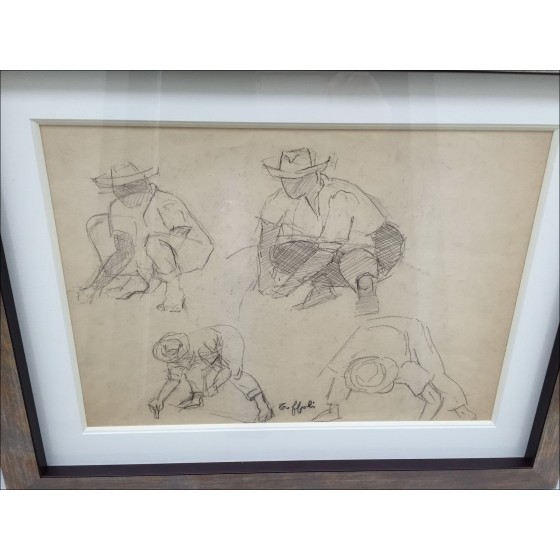 Comprar dibujo de lápiz original TOFFOLI Louis Estudio de personajes