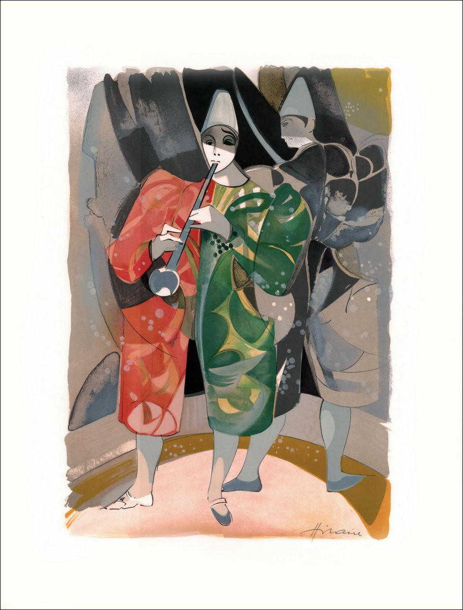 Kauf Original Lithographie Camille Hilaire Der Musikerin der 1974er Musiker