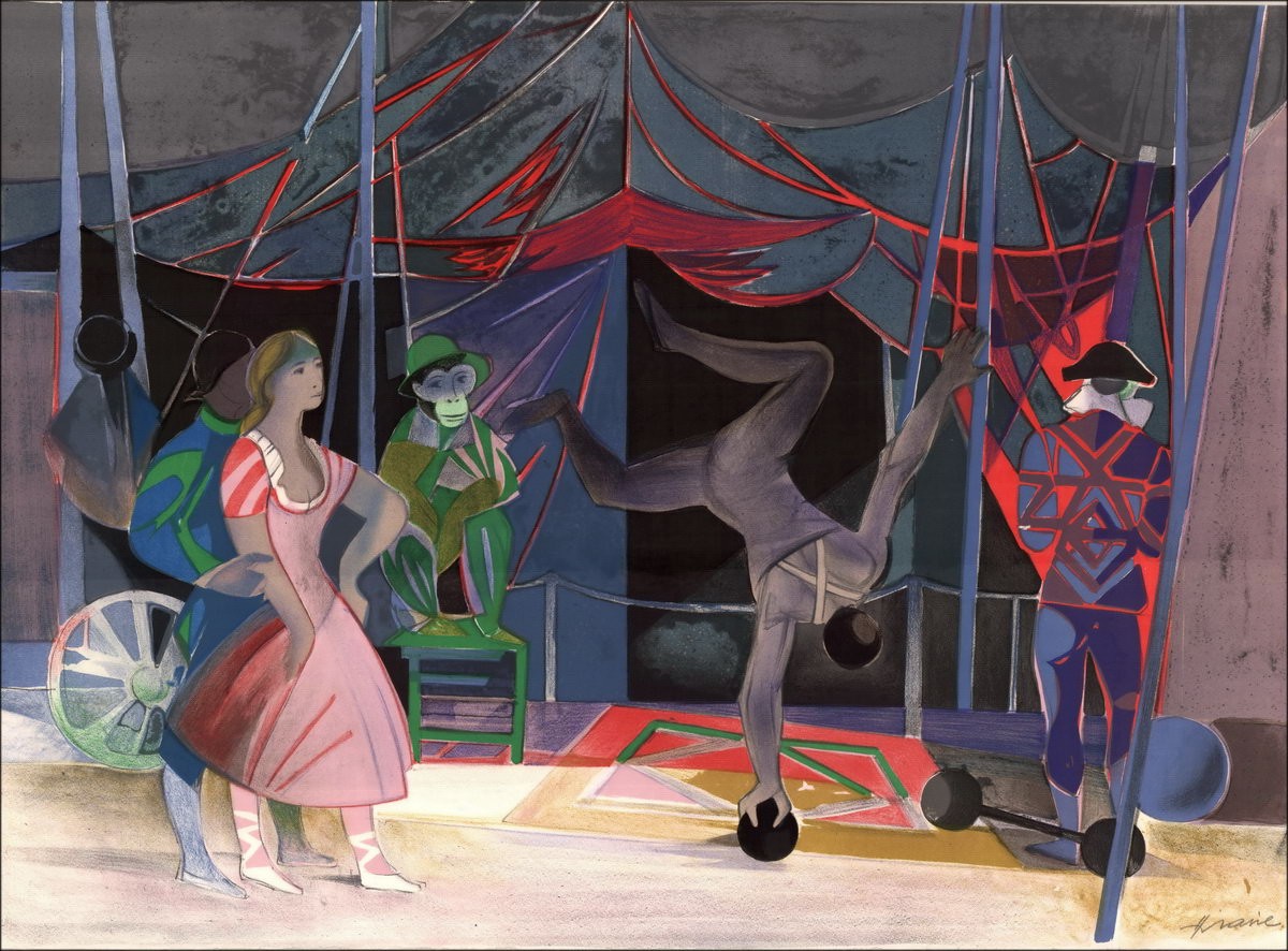 Camille HILAIRE Le Cirque Original Lithograph jugglers
