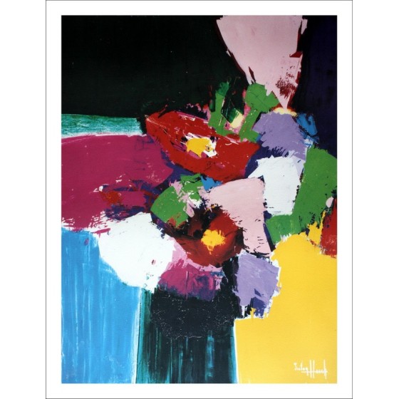 Victor Hasch - Lithograph "The Bouquet of Flowers" on vellum paper