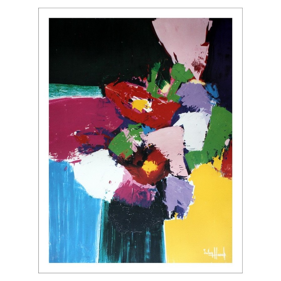 Victor Hasho - Lithographie "The Bouquet of Blumen" auf Venelpapier