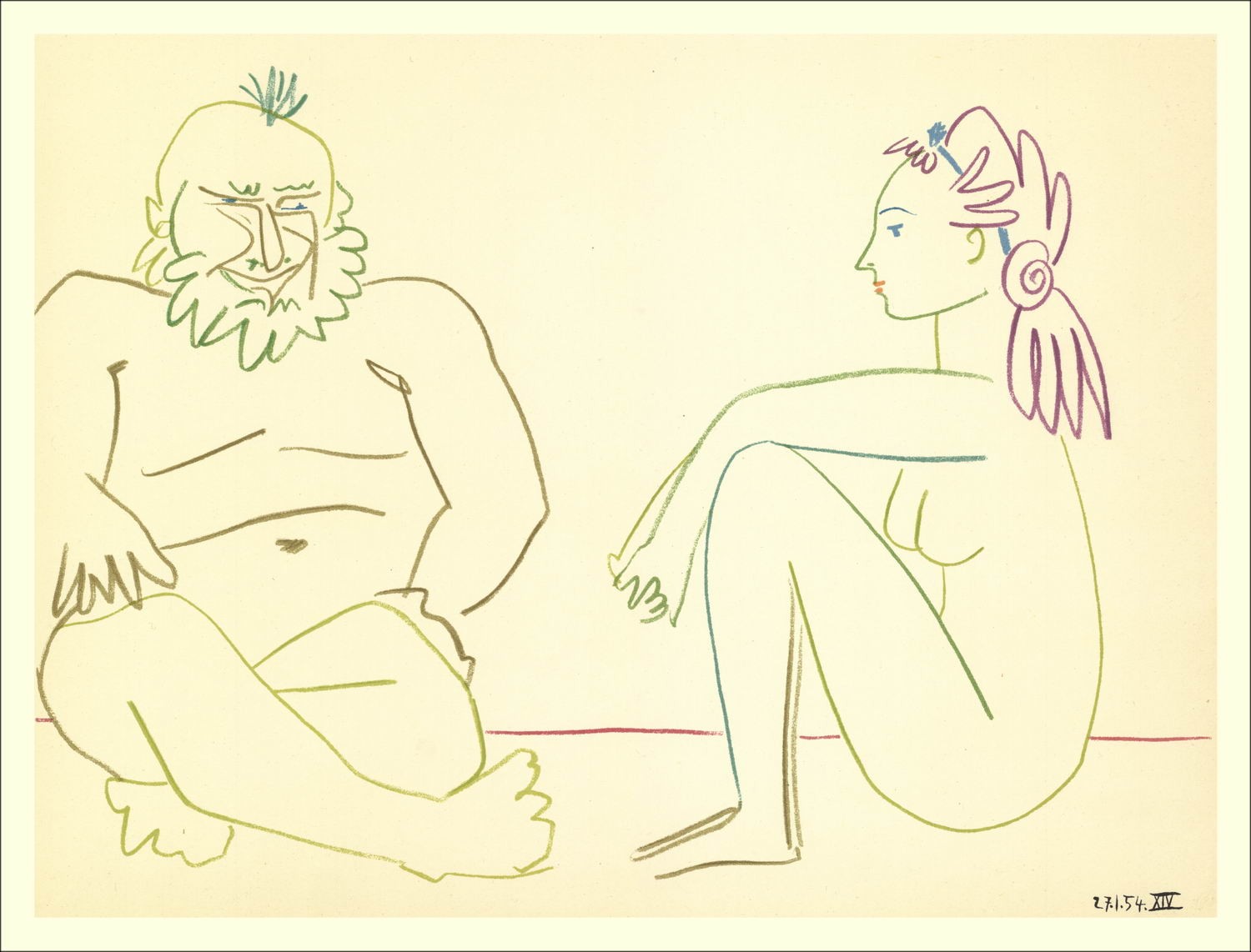 ➔ Pablo PICASSO La Comédie Humaine Lithographie Mourlot 1954 26x35cm 